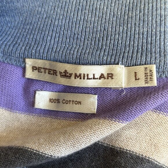 Peter Millar Mens Sweater Size L 1/4 Zip Striped Multicolor Preppy Golf Outdoors - Picture 8 of 10